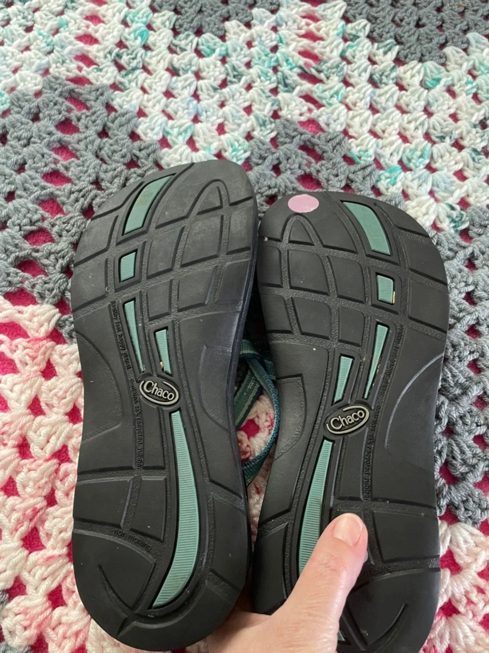 Chaco slide slip on sandal aqua teal womens 9 gently used all terrain - Picture 3 of 4
